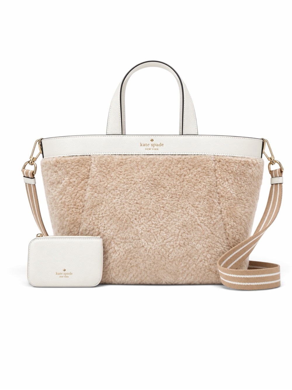 Kate Spade – Rosie Faux Shearling Satchel Crossbody Bag – Natural Multi – Sz. OS